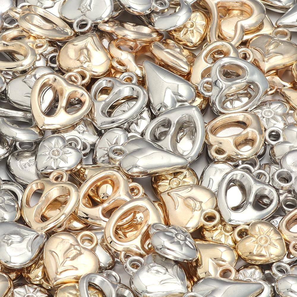 20pcs/lot 6 Style Heart Shape CCB Pendants Charm Necklace Earring Pendants For DIY Jewelry Making Bracelet Handmade Accessories
