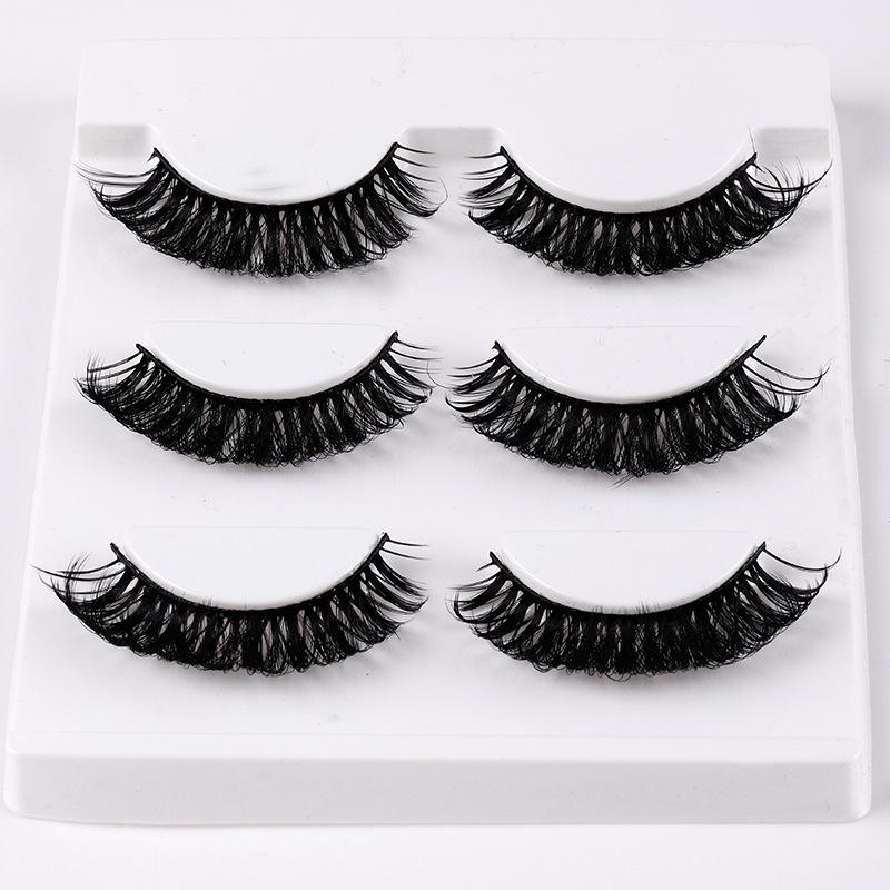 Roll 3 Pairs Of Chemical Fiber False Eyelashes Simulation Curled Thick Eyelashes