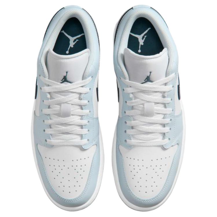 Jordan Air  1 Comfortable Classic Shock Absorption Low Top Retro Basketball Shoes Men Sneaker Light-Blue White 553558-400
