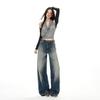 Women's Mid Rise Wide Leg Jeans Loose Denim Pants Vintage Washed Non-Stretch Casual Trousers For Streetwear Daily Wear