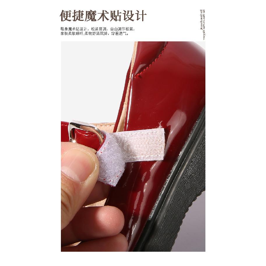 Mädchen Lederschuhe Schwarz College-Stil Kinder Einzelne Schuhe mit Klettverschluss Ballerinas Kleine Prinzessin Neue Slipper Studenten Schulsandalen