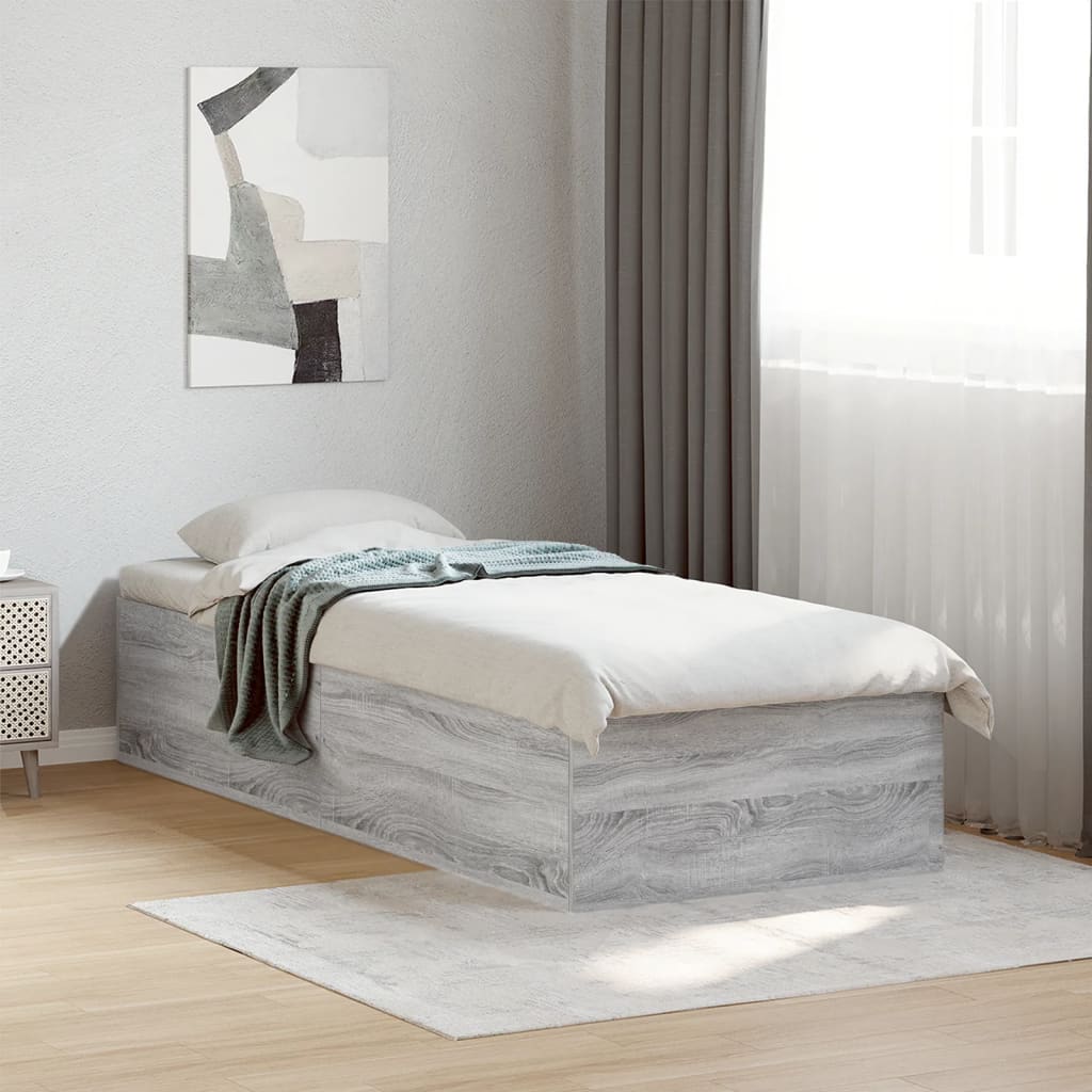 Bed Frame Grey Sonoma 90 x 190 cm Particleboard