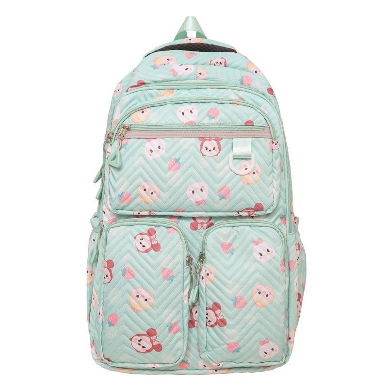 Stylish small fresh printed student backpack trendy cute lightweight backpack junior high school large capacity schoolbag