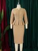 Vestito da donna primaverile e autunnale, taglie forti, scollo a V, volant, vita alta, slim, OL, gonna a tubino, abiti da pendolare