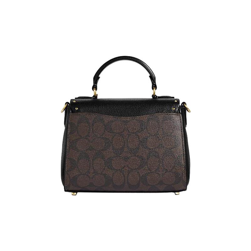 Coach Handbag Morgan Series 21 Classic Old Flower All-over Printed Buckle Flip Closure Rivet Decoration Leather Shoulder Crossbody Small Size Women's