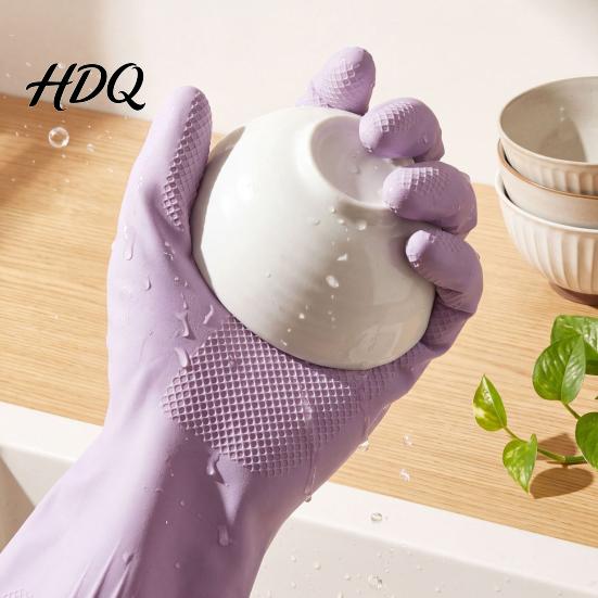 Waterproof Dishwashing Gloves Extended Gloves Anti-slip Grip Natural Latex Elbow Length Long Sleeve Rubber Protective Durable Cleaning for