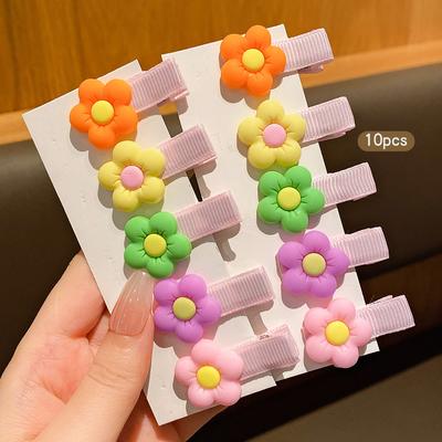 10 Flower Hair Clips with Sweet and Stylish Colors, Randomly Arranged for Daily Use As Hair Accessories