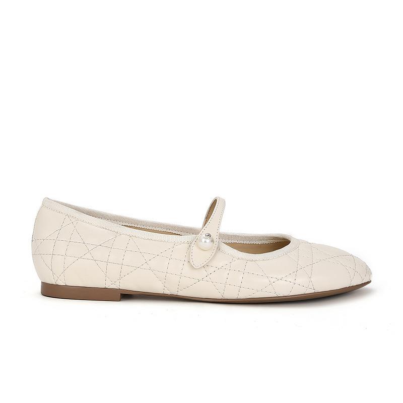 

Spot sheepskin version~ Su Yinyin s same ballet shoes, genuine leather rhombus pearl flat-soled single shoes, women s Mary Jane shoes 35