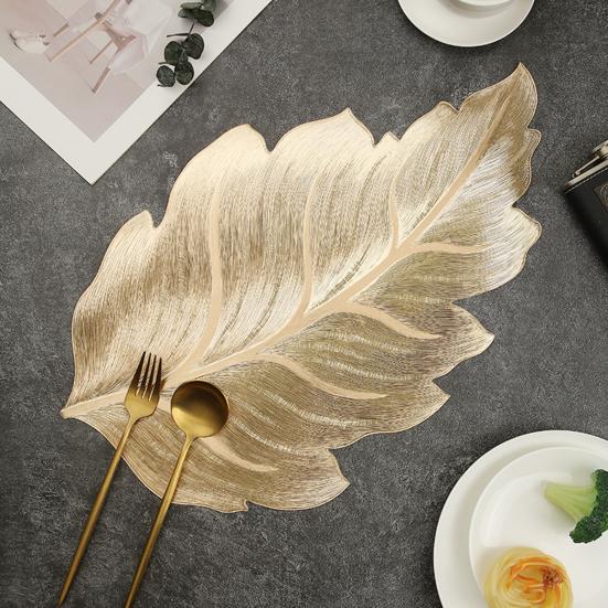 Heat Resistant Placemat Leaf PVC Table Mat for Dining Anti-scald Water Cup Coaster for Home Kitchen Restaurant