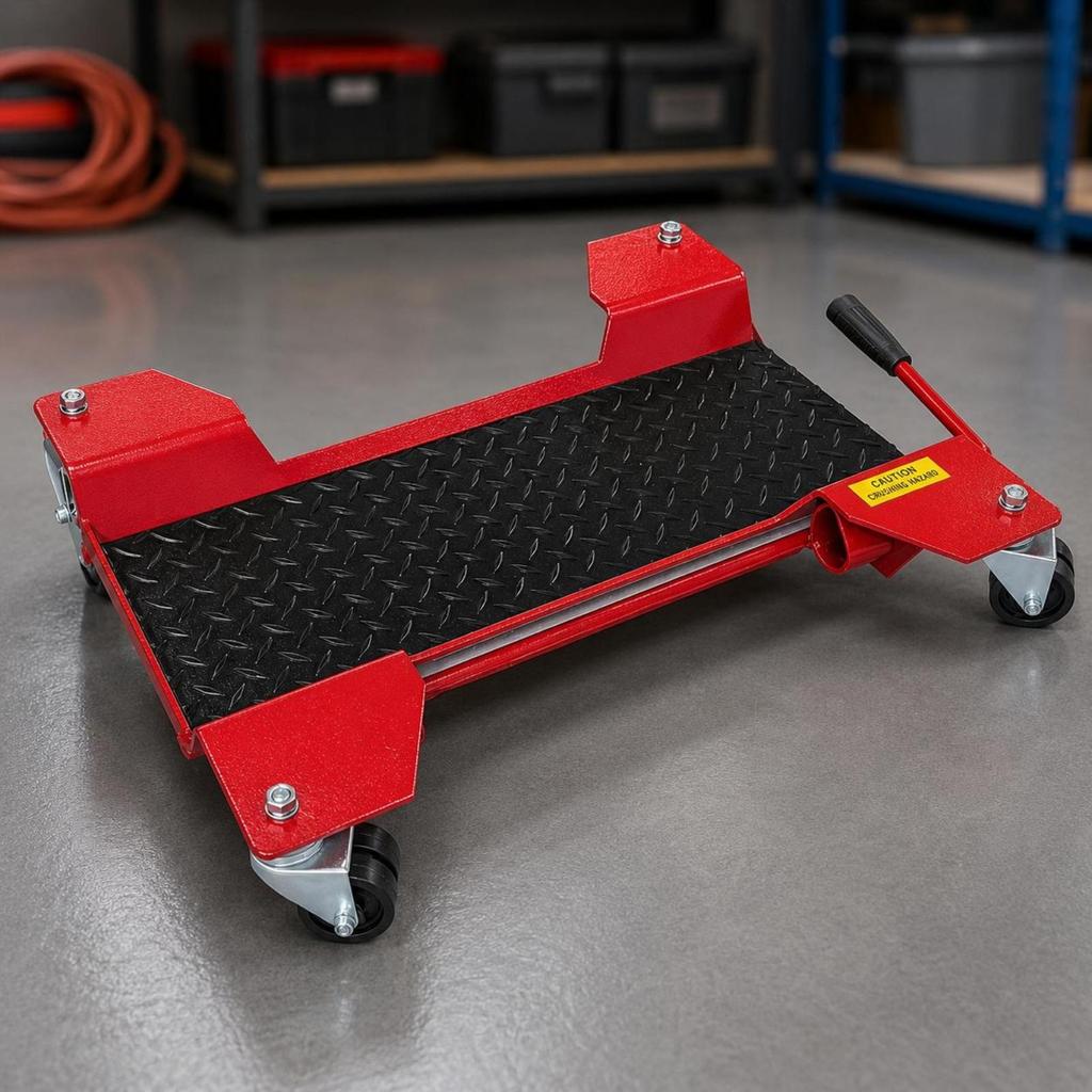 Motorcycle Relocator Stand Caster Wheels Vehicle Support Red Metal