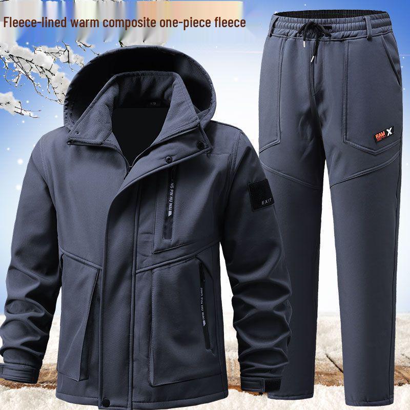 

Мужская водонепроницаемая ветровка 3-в-1 с флисовой подкладкой: Теплая, ветрозащитная и водонепроницаемая повседневная куртка для улицы для осени и зимы 180, 140-160 kg