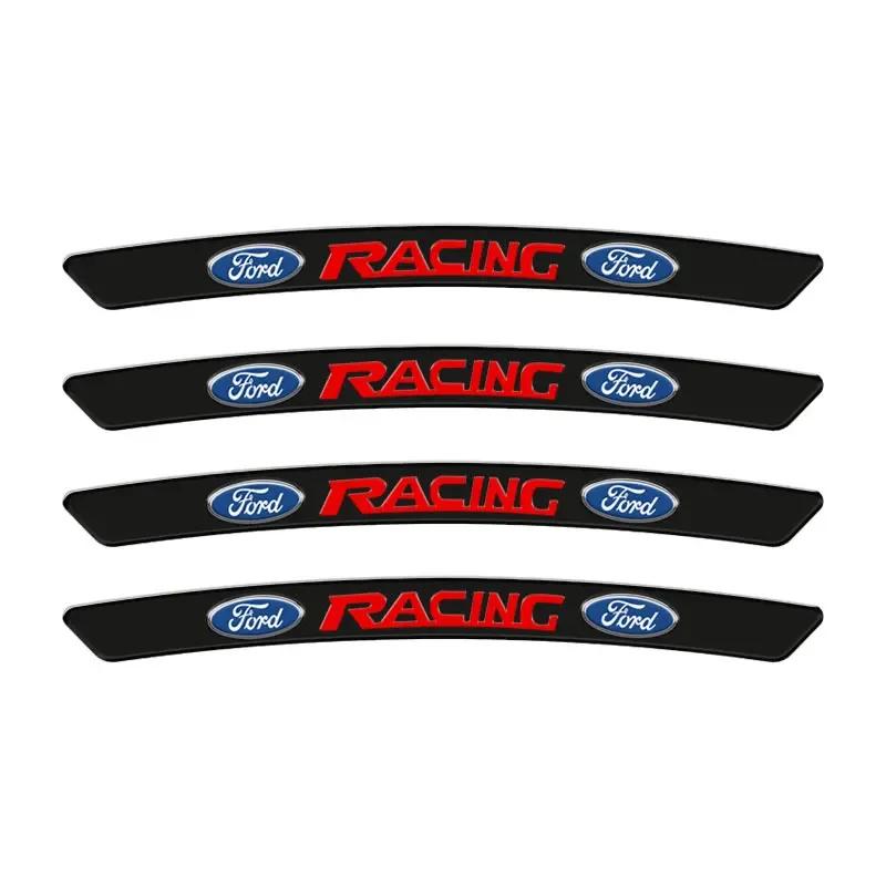 

New 2026 Car Sticker 4pcs Car Tire Rims Carbon Fiber Stickers Wheel Eyebrow Sticker For Ford Focus Mondeo Kuga Fiesta MK7 Escort чёрный