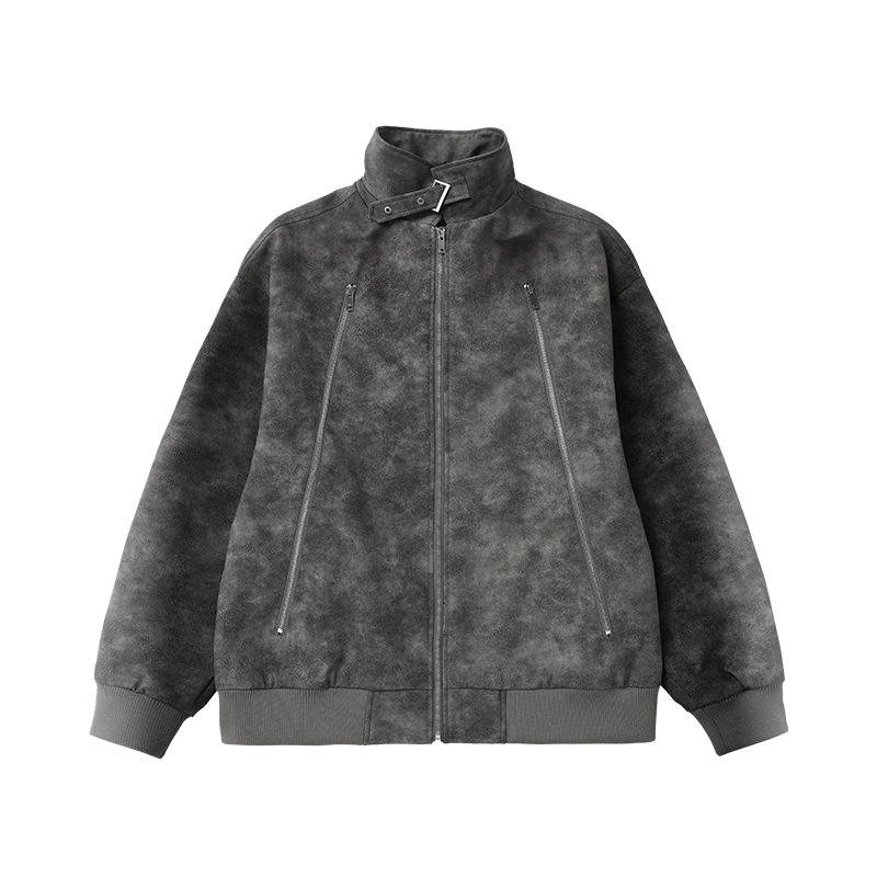 

Кожаная куртка Jiezhan с двойной молнией – Новая тенденция осени/зимы 2025, американская уличная мода Medium