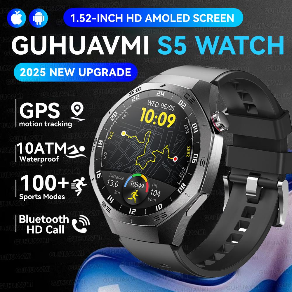 New GPS Tracking AMOLED Screen Smart Watch For Men Sports Modes Bluetooth Call Heart Rate 10ATM Waterproof For Android iOS