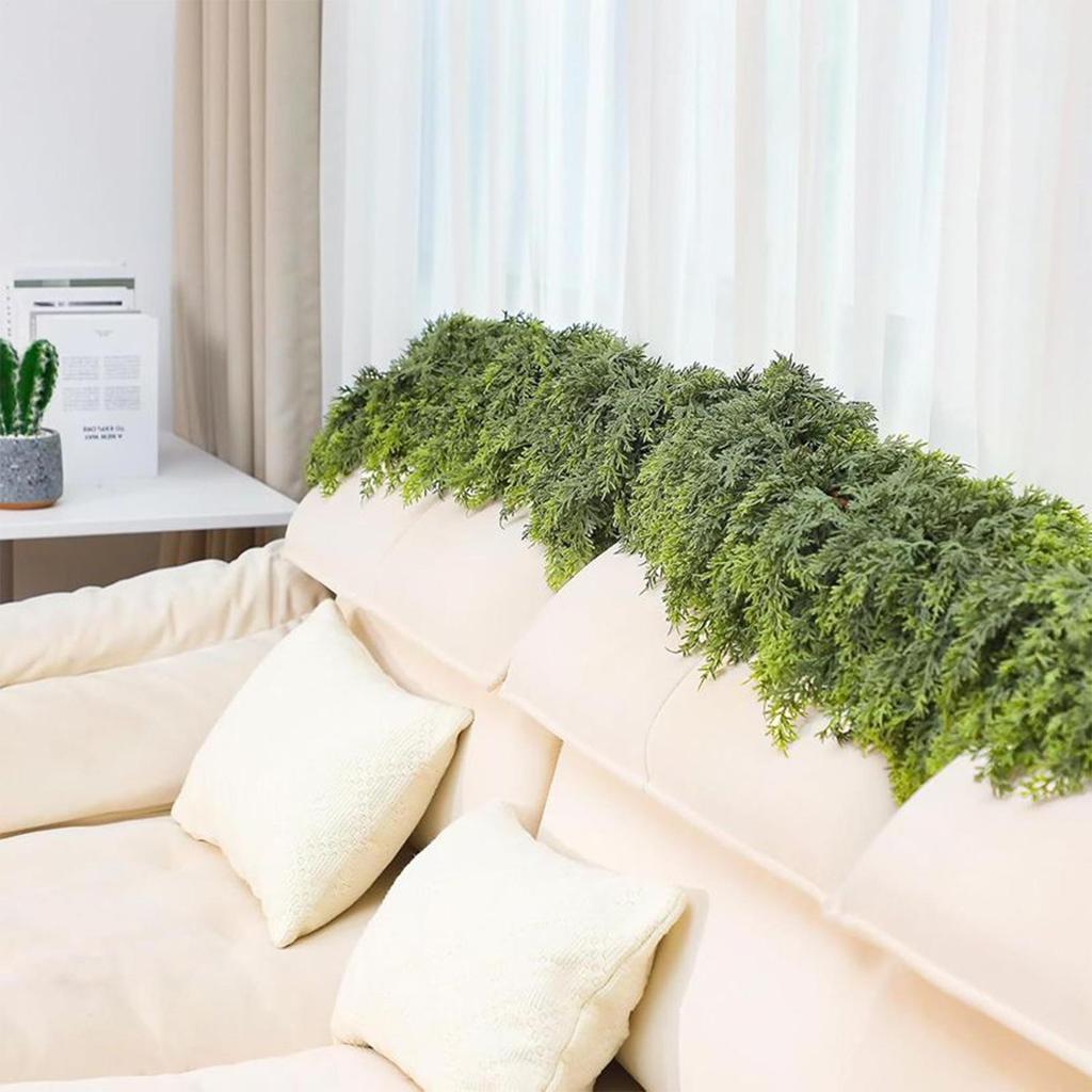 5.91 Feet Christmas Cypress Garlands Artificial Cedar Pine Simulated Green Hanging Tabletop Plants Artificial Decor Vine Door