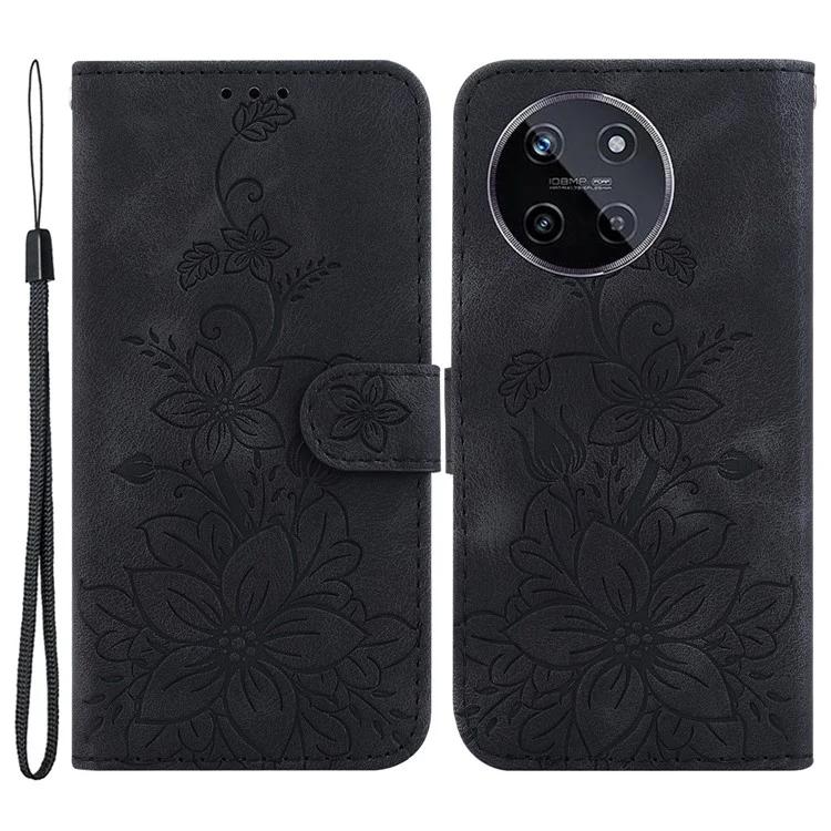 

For Realme 11 4G (159.9x73.3x7.95mm) Wallet Leather Phone Case Flower Pattern