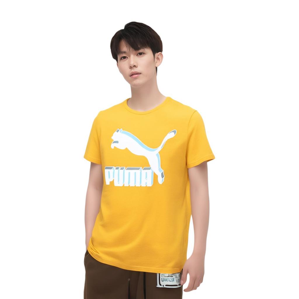 PUMA T Shirts Men's Gold Crew Neck Moderate Straight Fit 596535-25