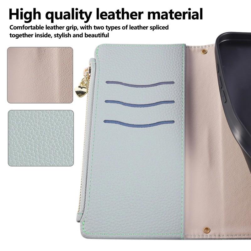 SlimPU Leather Card Slot Phone Case IPhone 16 Pro With Wrist Strap Multi-Function Wallet Cover