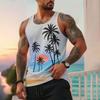 3D Printed Coconut Tree Tank Tops For Man Colorful Sunset Pattern Tees Summer Casual Fashion Vest Loose Sports Street Tank Top