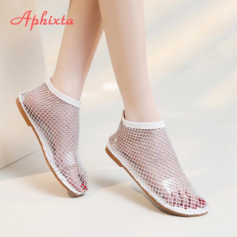 Aphixta Novelty Women Flats Breathable Mesh Solid Color Soft Walking Shoes Rubber Comfort Female Zapatillas Women's Flat Shoes