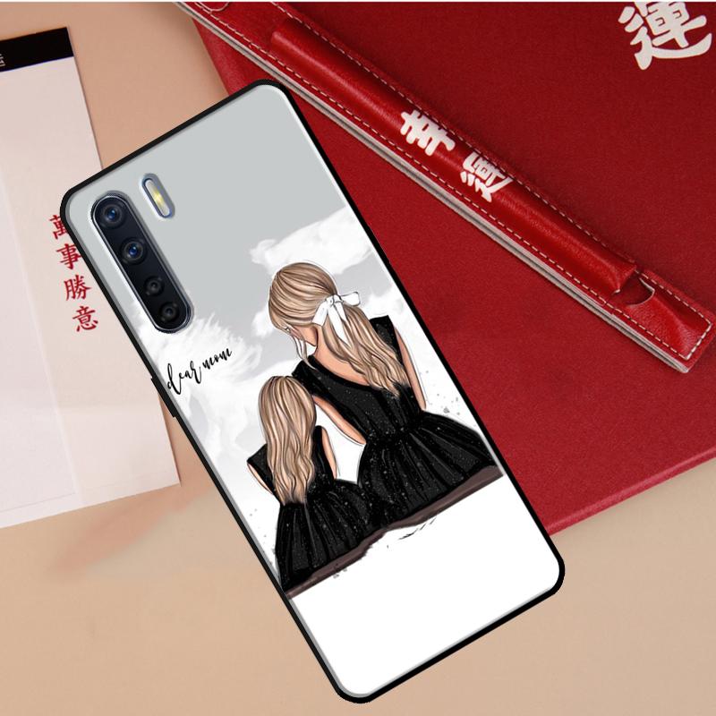Black Brown Hair Baby Mom Girl Son Cover For OPPO A96 A76 A16 A17 A57 A77 A57s A15 A5 A9 A31 A53 A52 A72 A93 A54 A74 A94 Case