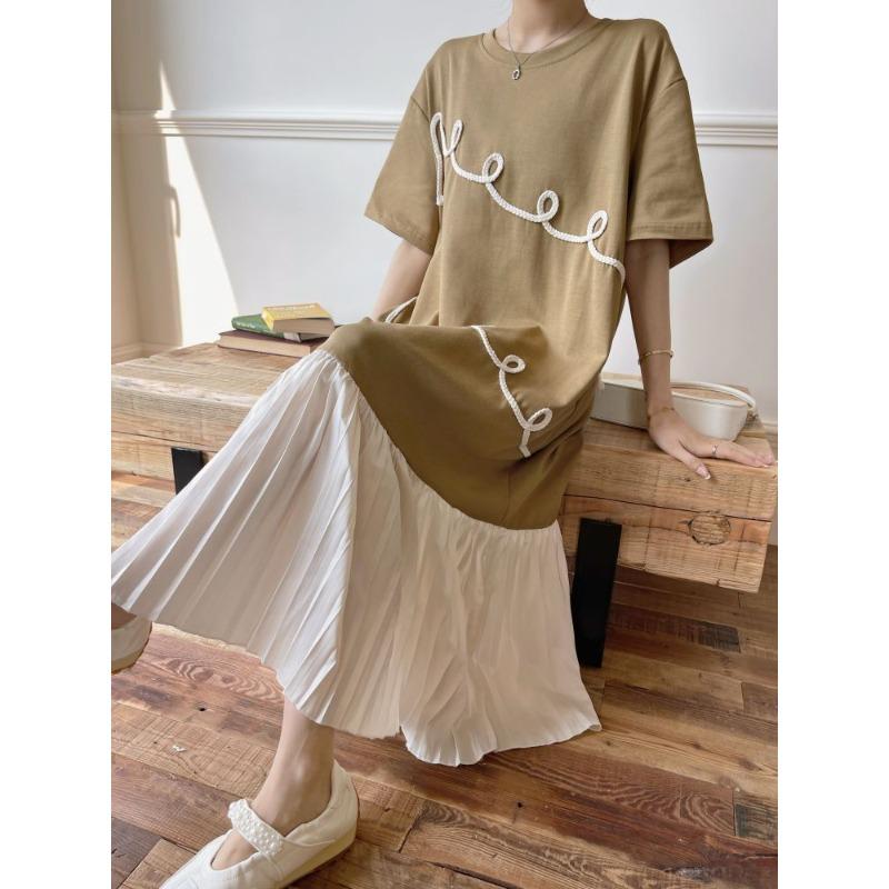 DIMANAF 2026 Plus Size New Floral Dress Summer Women Shirt Dress Loose Beach Casual Long Dresses O-Neck