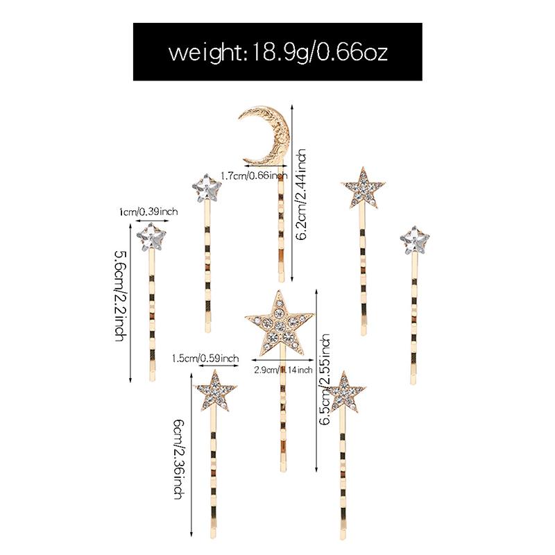 Sparkling  Star Moon Hair Clip Set For Girls Bridal Wedding Headpieces Hair Pins  Jewelry Hair Accessories