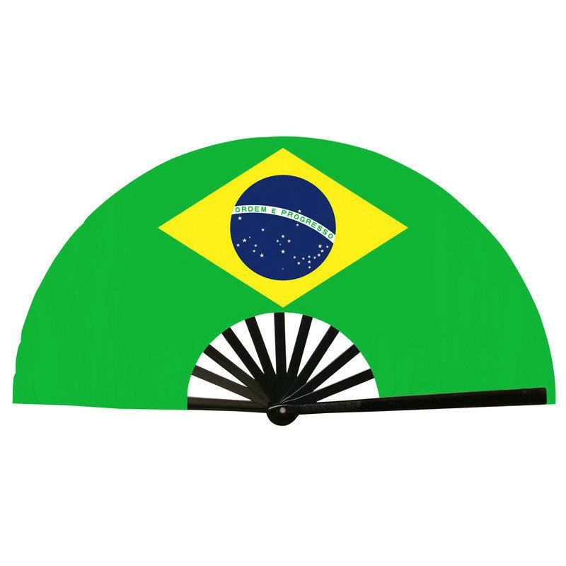 

13.77in South America Country FlagFolding Fan, Argentina Portugal Brazil ChilePeru Uruguay National Flag Hand Fan for WorldCup світло-зелений колір