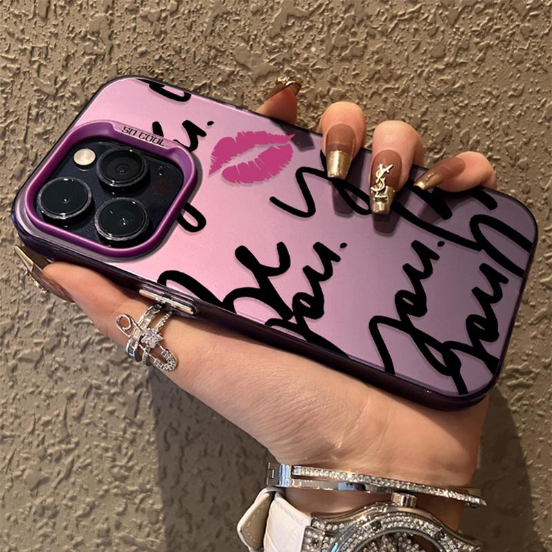 Fashion Lip Print English Plating PC Case for Xiaomi Redmi Note 13 14 12 11 Pro Plus 4G 5G 12S 11S 10S 10 9 9S 12C 13C 14C A3 A4