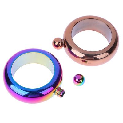 1Pc 3.5Oz Stainless Steel Drinkware Accessories For Whiskey Vodka Alcohol Round Chic Hip Flask Bracelet Wine Bottle Bangle