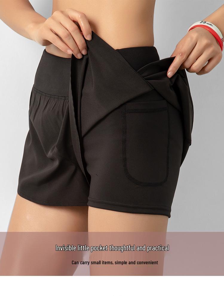 Women's Summer Quick-Dry Two-Piece Yoga Shorts with Pockets – Breathable & Anti-Exposure