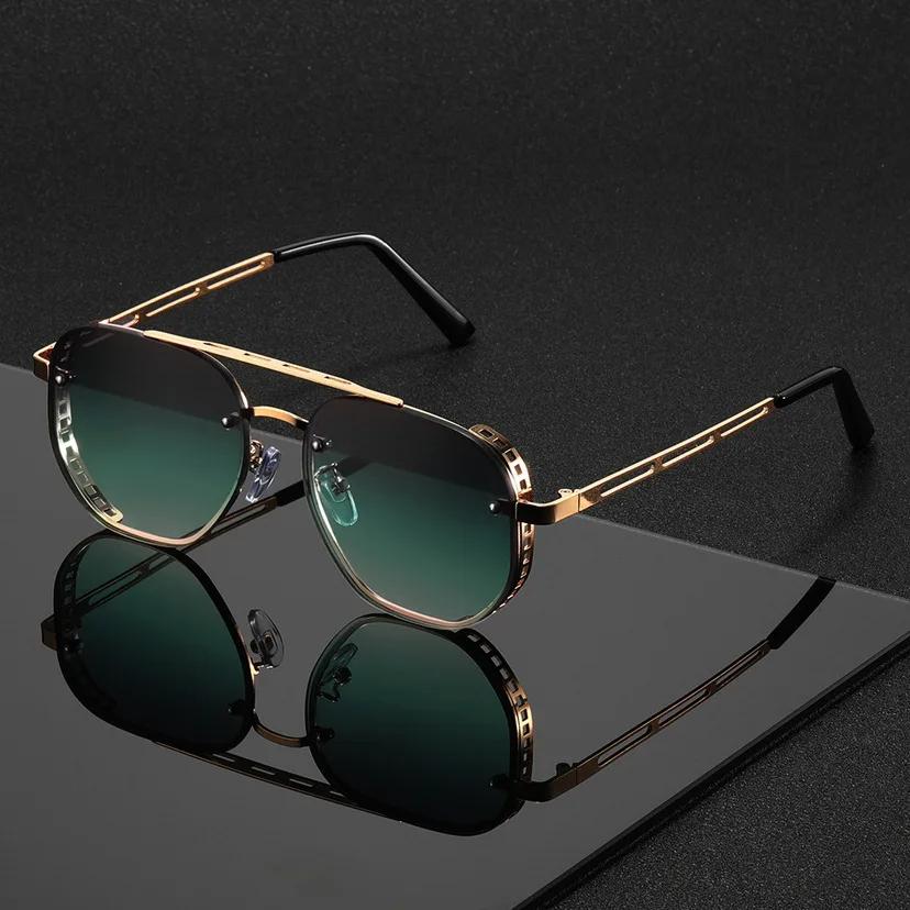 

Classic and Fashionable Double-beam Metal Sunglasses for Men Women High-end Simple and Versatile Sunglasses Outdoor eyewear Gold зелений