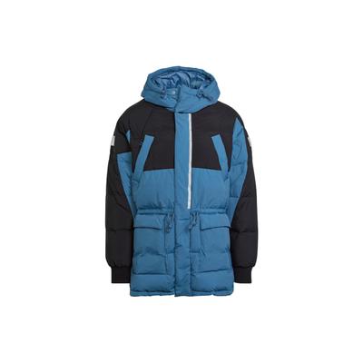 Colorblock Drawstring Waist Long Sleeve Down Jacket Men Outerwear Blue HL6745