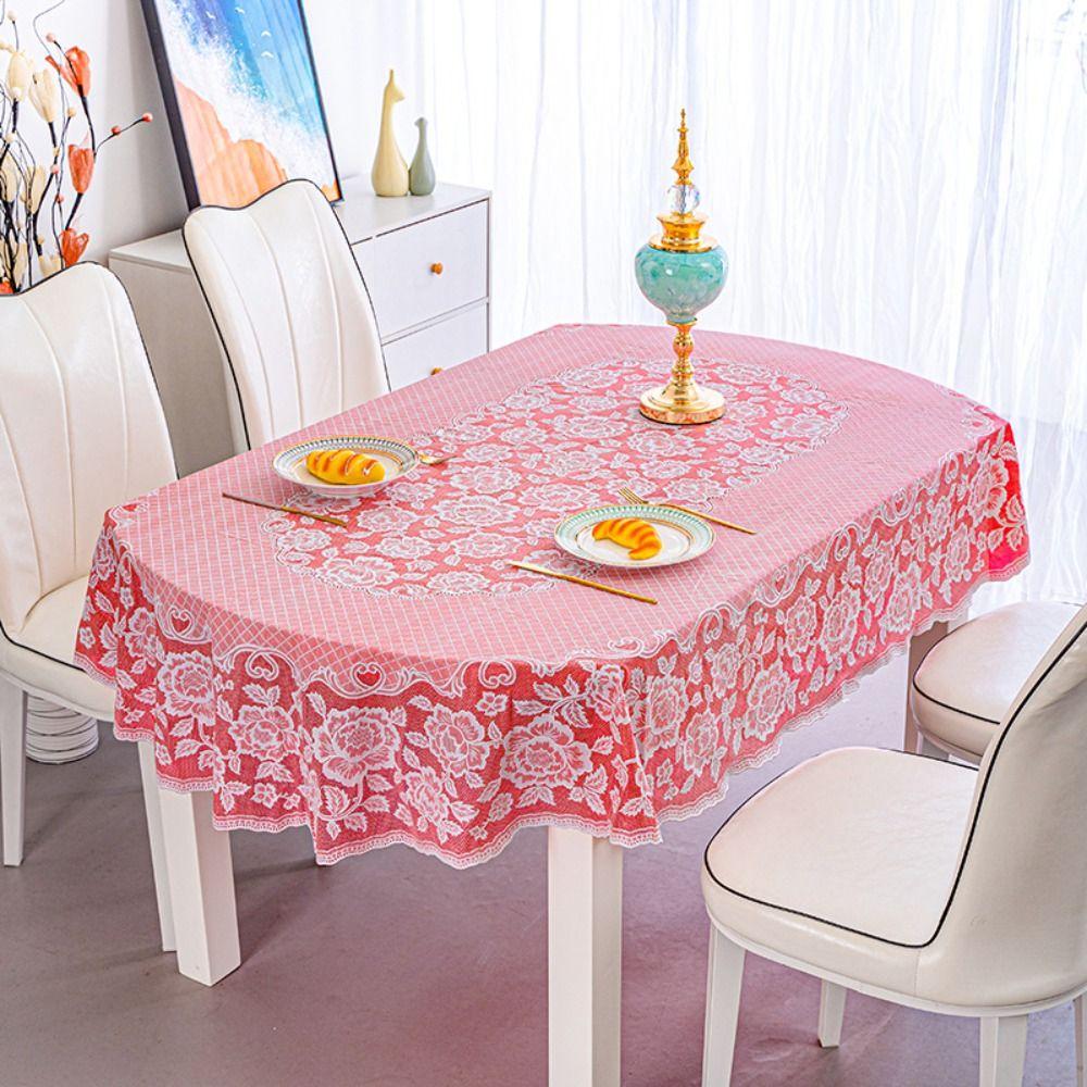 Anti-Scald Oval Tablecloth Embroidered Table Cover Table Decoration Printed Tablecloth Household