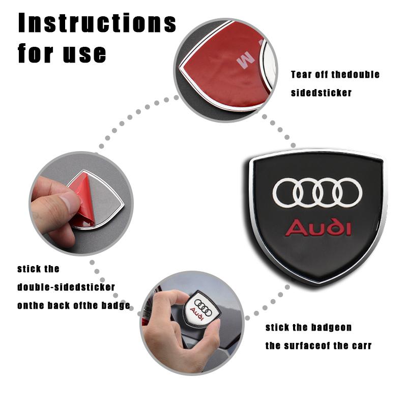1/2Pcs Car Metal Badge Sticker Emblem Decoration Decal For qaz16 A3 A4 A5 A6 A7 A8 Q3 Q5 Q7 Q8 B5 B6 B7 B8 TT Sline RS6 Accessory