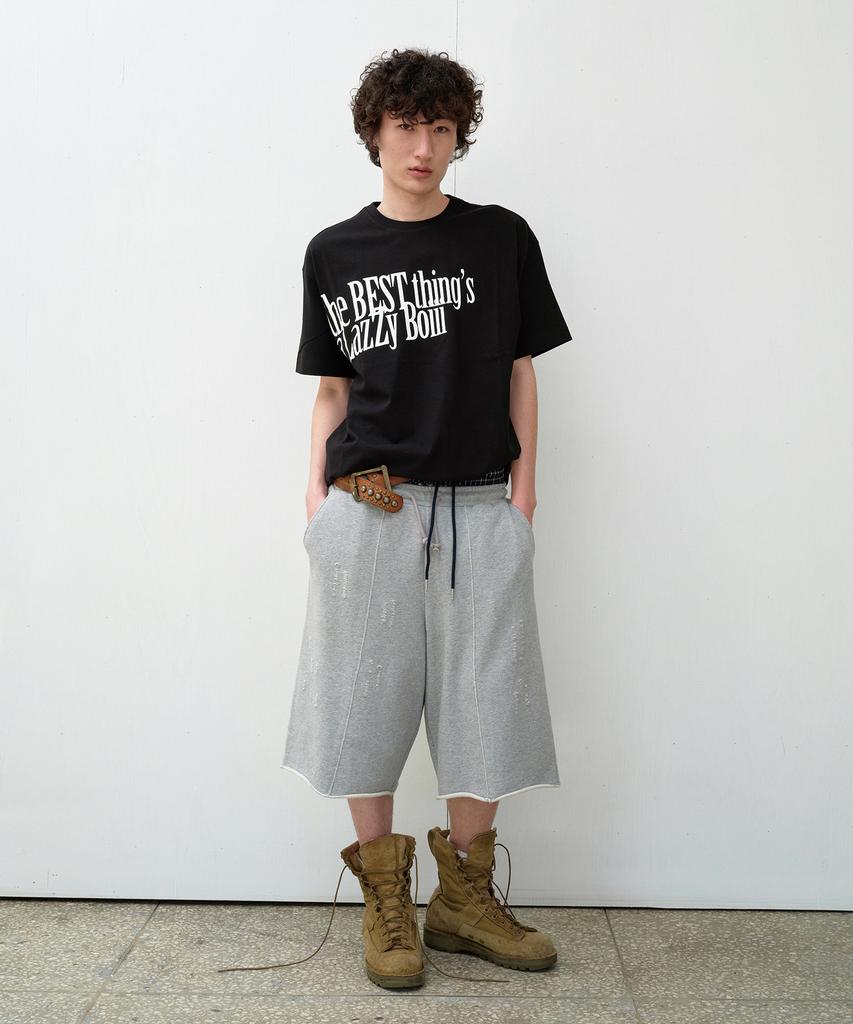THEVINYLHOUSE Cut-Off Damage Shorts Gray