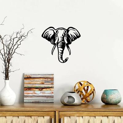Elephant Animal Silhouette Wall Decor Metal Head Wall Sign Iron Crafts Art Stylish Wall Sticker, Decoration and Artwork for Home