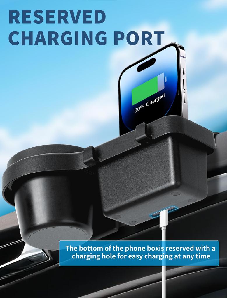 Car Drink Window Gap Cup Holder Smartphone Stand Storage Compartment Hook Ideal for Adding Drink Holders to Your Car Fits 74mm with TPR Charging Made
