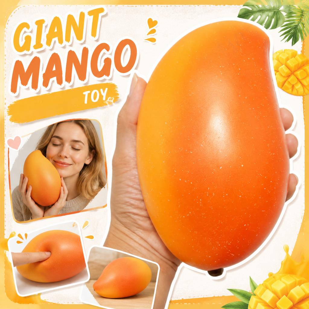 Giant Slow Rising Squishy Mango Fruit Stress Relief Toy Soft Scented Foam Sensory Fidget Toy for Kids and Adults