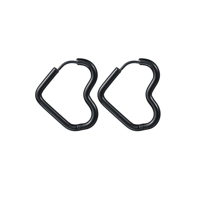 Glossy Stainless Steel Hoop Earrings For Women Men Hip Hop Steapunk Round Oval Heart Black Gold Silver Color Huggie Jewelry Gift