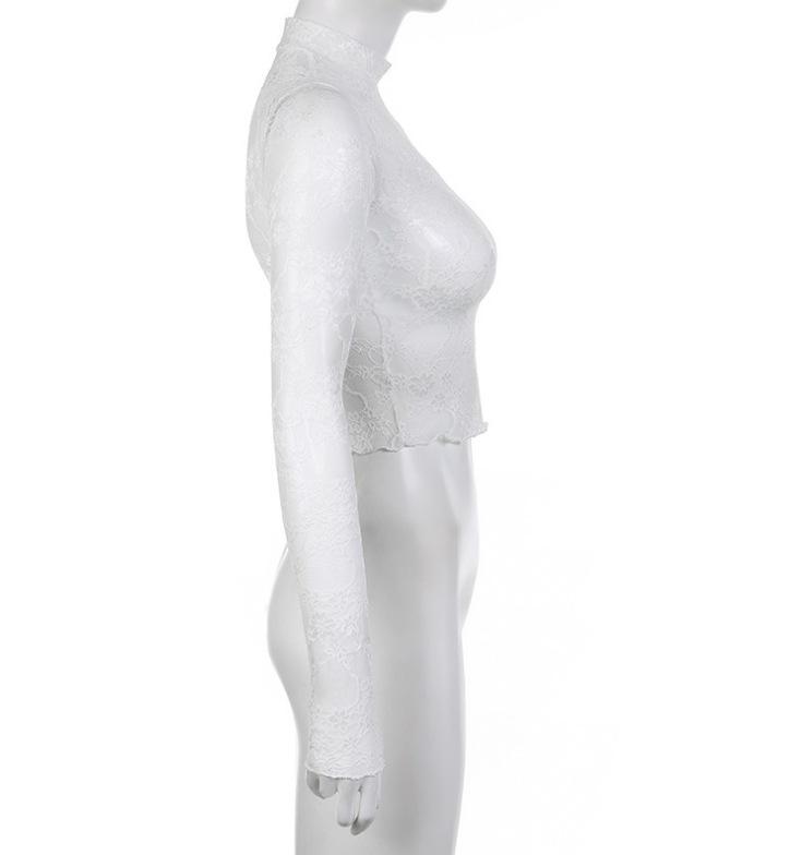 Sexy Lace Patchwork Sheer Long Sleeve Top - Slim Fit, Lightweight, Sun Protection