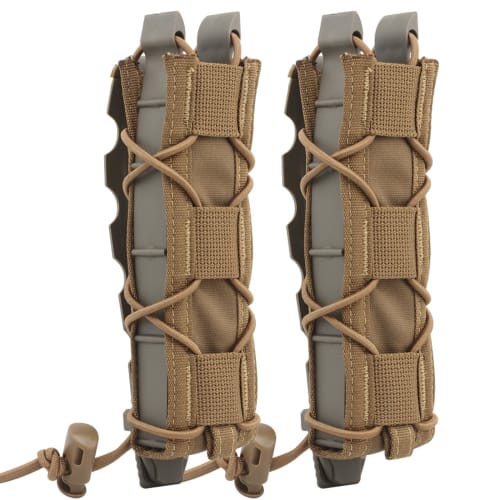 MILQUEST "TACO Style" Magazine Pouch for MP5 9mm Long Magazines, Desert Eagle, and MOLLE Belts, Compatible with Airsoft (Set of 2, Coyote Brown)