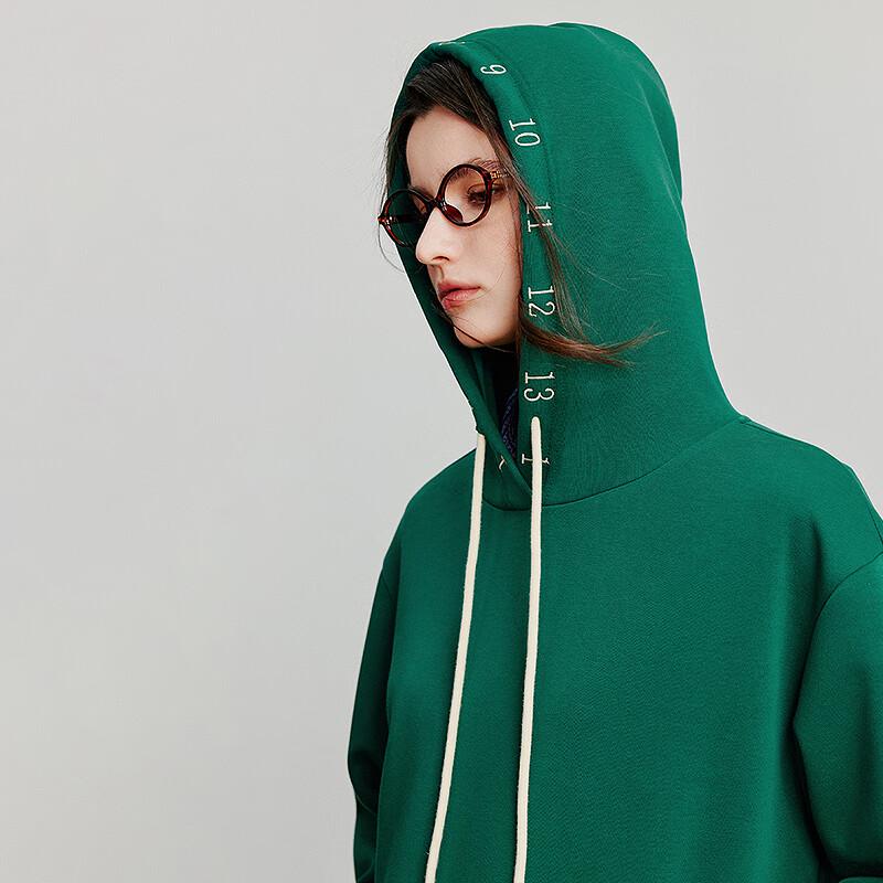 Women's Loose Fit Embroidered Hooded Sweatshirt