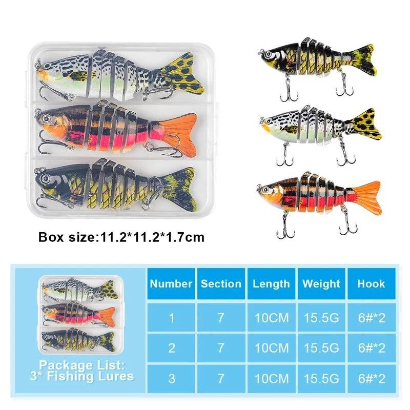 3PCS/Box Fishing Wobbler Lifelike 7 Segment Swimbait Crankbait Hard Bait Slow 10cm/15g Artificial Lures Fishing Tackle