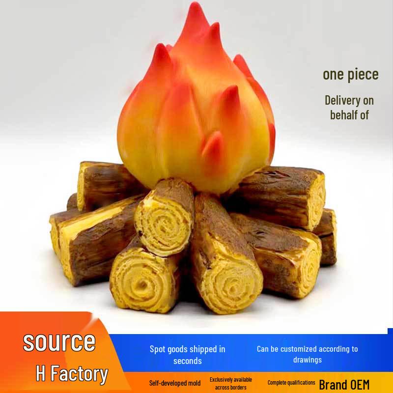 Battery-Powered Resin LED Night Light: Simulated Charcoal Flame Atmosphere Lamp - Ideal for Christmas Gifts & Scene Props