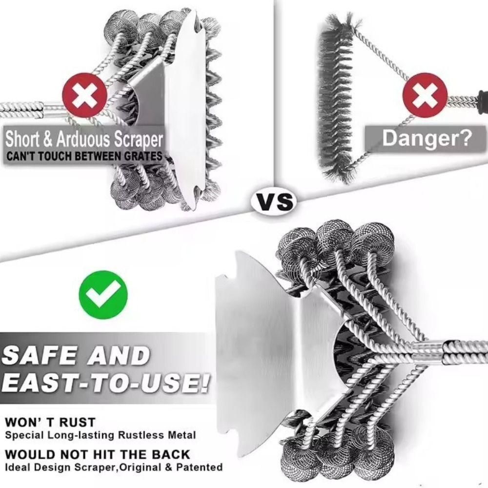 Stainless Steel Grill Cleaning Brush Bristle Free Heavy Duty Grill Scraper Safe Design Durable Grill Grate Cleaner Maintenance