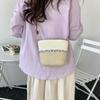 Women Summer Striped Straw Crossbody Bag Lightweight Woven Shoulder Bag for Beach and Holiday Events