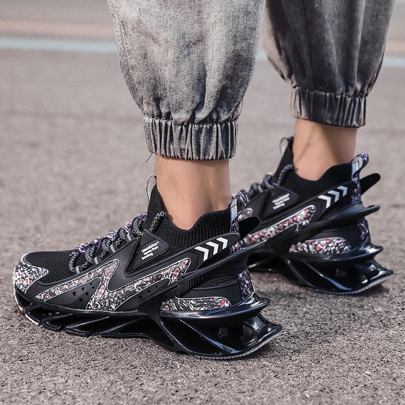 Fashion Lace-up Men's Sneakers Trendy Blade Shoes Elastic Outdoor Sports Shoes Teenager Running Exercise Shoes