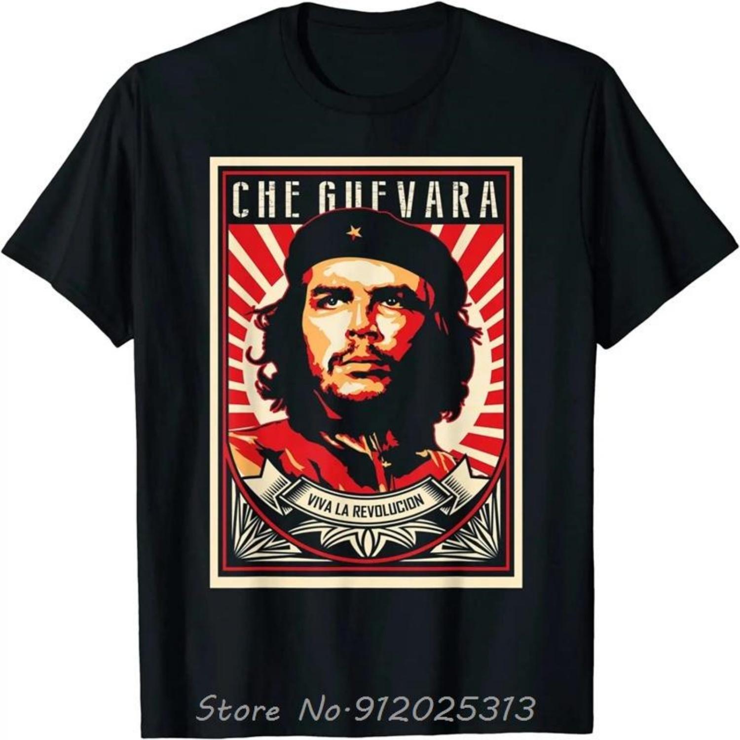 Che Guevara Shirt Rebel Cuban Shirt Guerrilla Revolution Cotton Tops Tees Fitness T-shirt Casual T Shirt Oversized O-neck Tshirt S чёрный