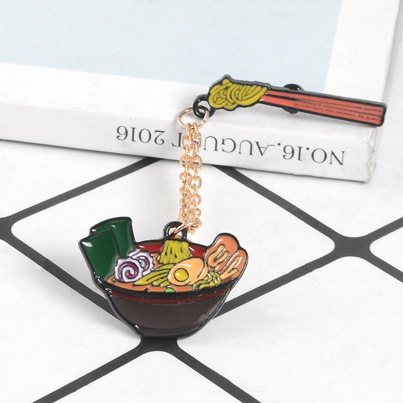 Ramen Tonkotsu Distinctive Alloy Pin Brooch With Geometric Elements For Enthusiasts Fashion